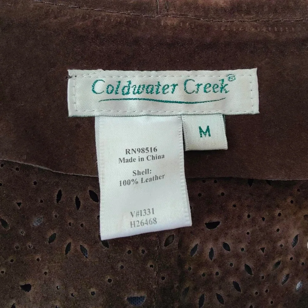 Vintage 90s Brown Suede Jacket Laser‎ Cut Bell Coldwater Creek Boho Western Sz M